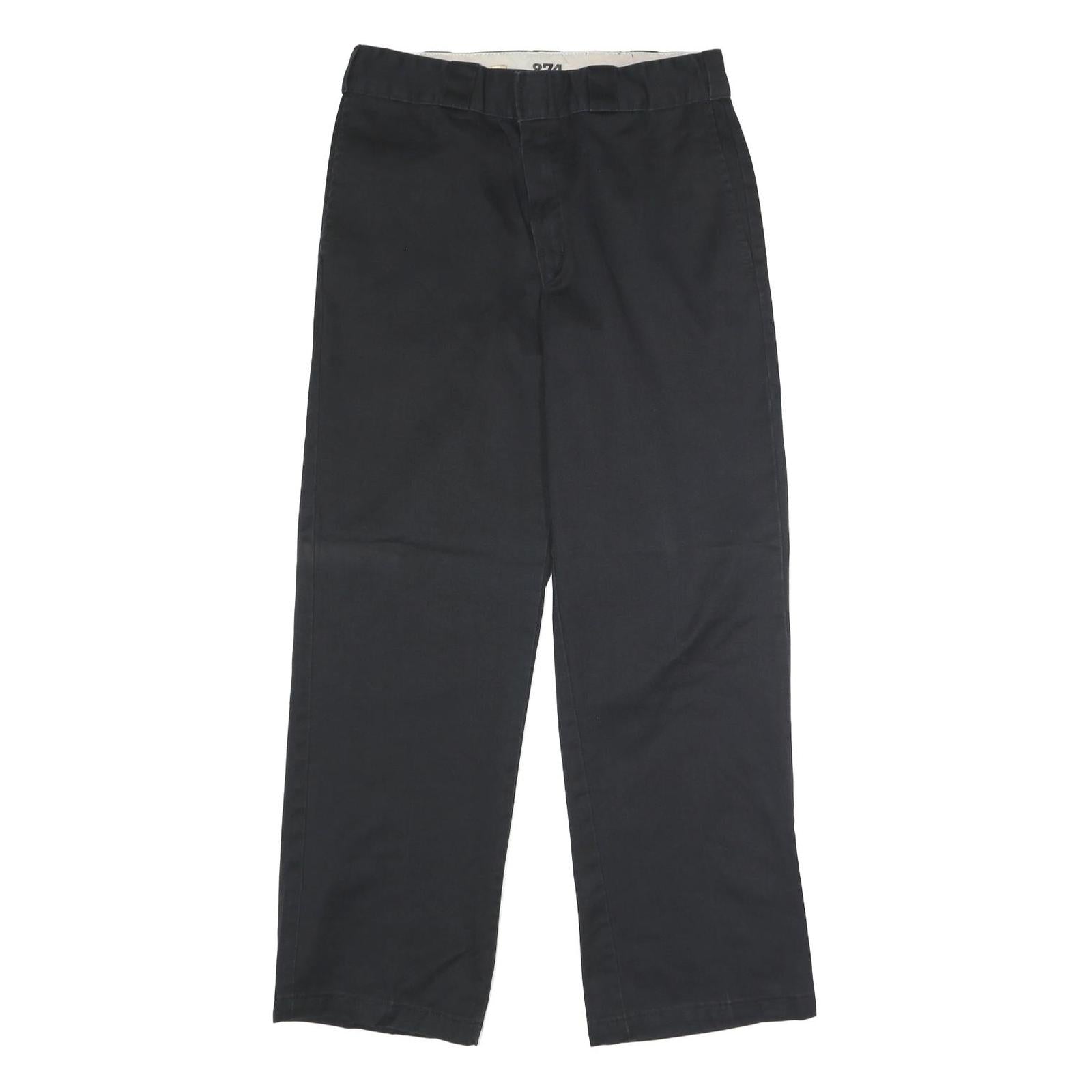 DICKIES Mens Polyester Blend Black Classic Straight Trousers W30 L30 Workwear