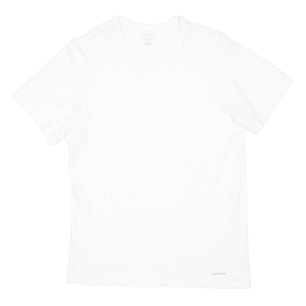 CALVIN KLEIN Mens White Modern T-Shirt M Short Sleeve Crew Neck Minimal Branding