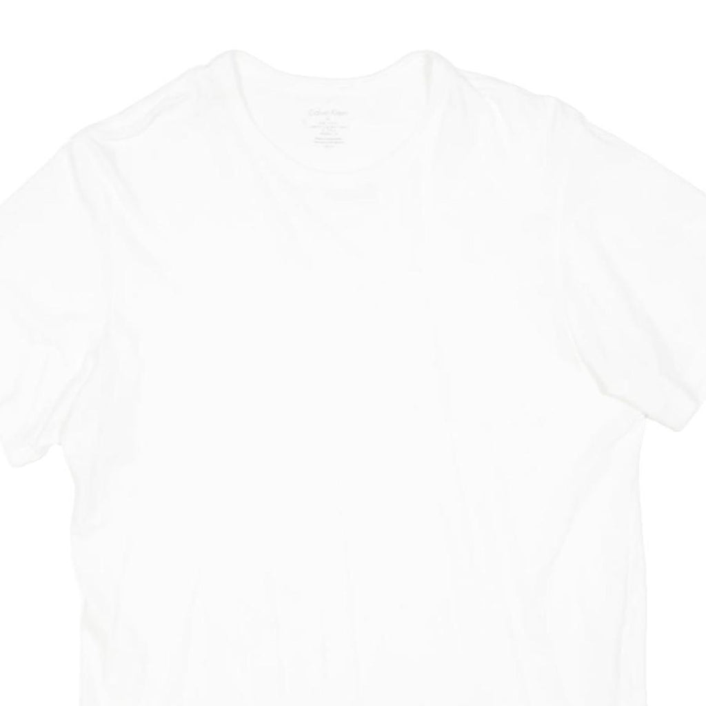 CALVIN KLEIN Mens White Modern T-Shirt M Short Sleeve Crew Neck Minimal Branding