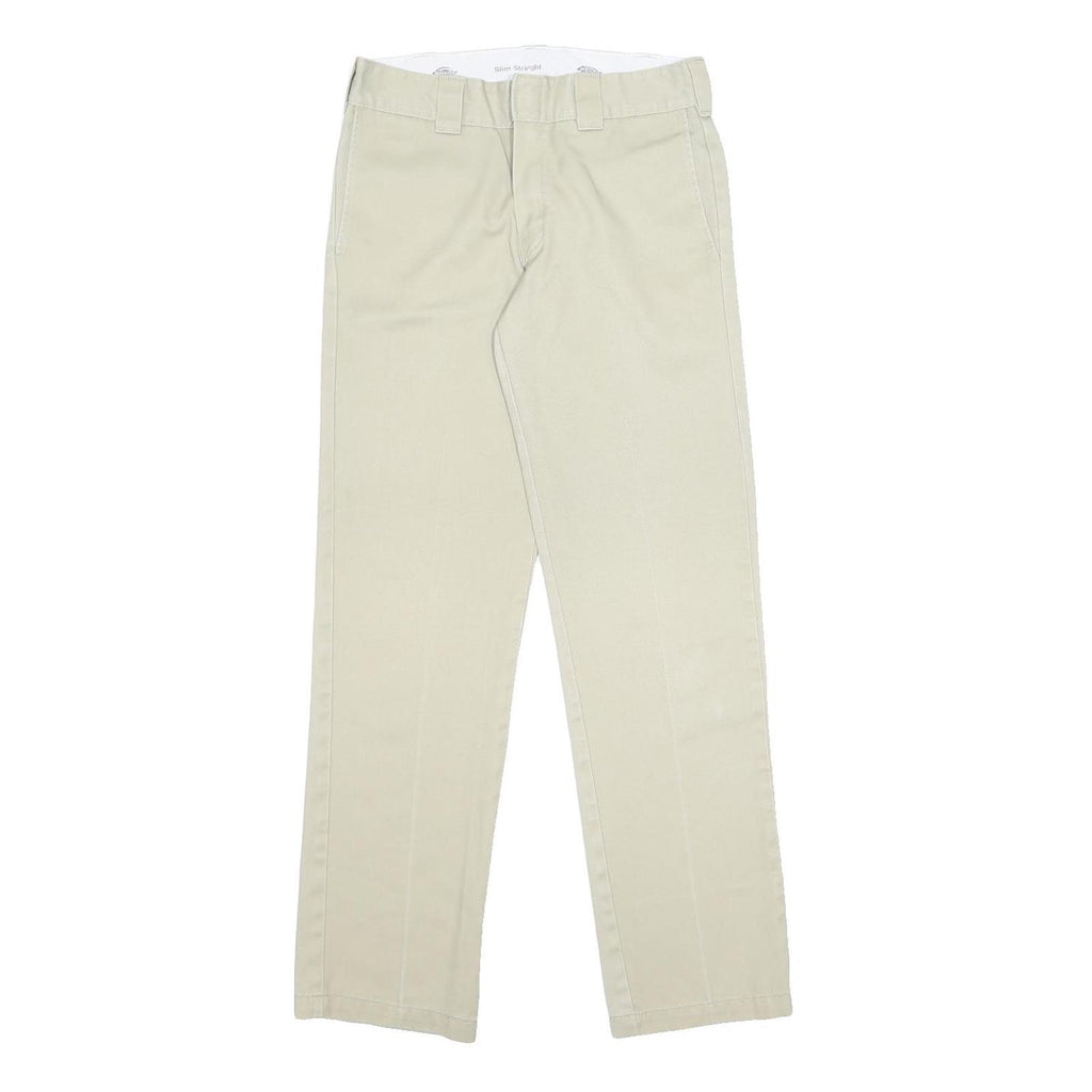 DICKIES Womens Slim Beige Cotton Blend Slim Straight Trousers W30 L34 Workwear