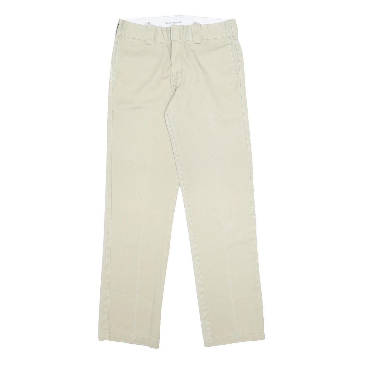 DICKIES Womens Slim Beige Cotton Blend Slim Straight Trousers W30 L34 Workwear