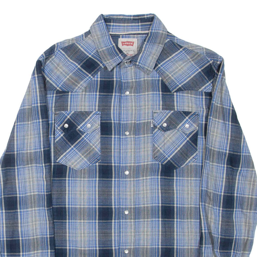 LEVI'S Mens Shirt Blue Check Long Sleeve M