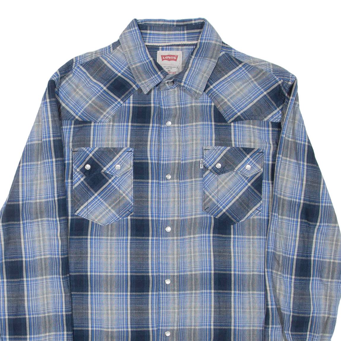 LEVI'S Mens Shirt Blue Check Long Sleeve M