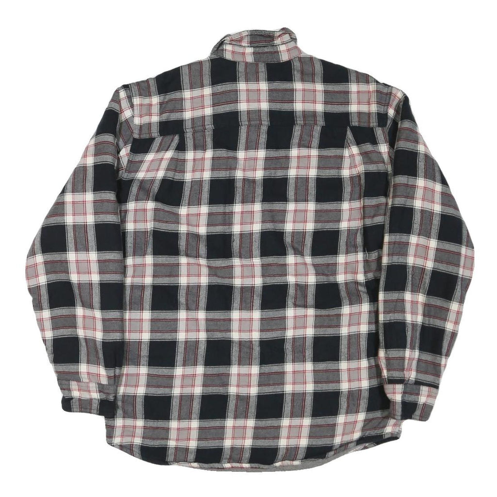 WRANGLER Mens Black & Grey Check Shirt L Classic Cotton Blend Long Sleeve Button