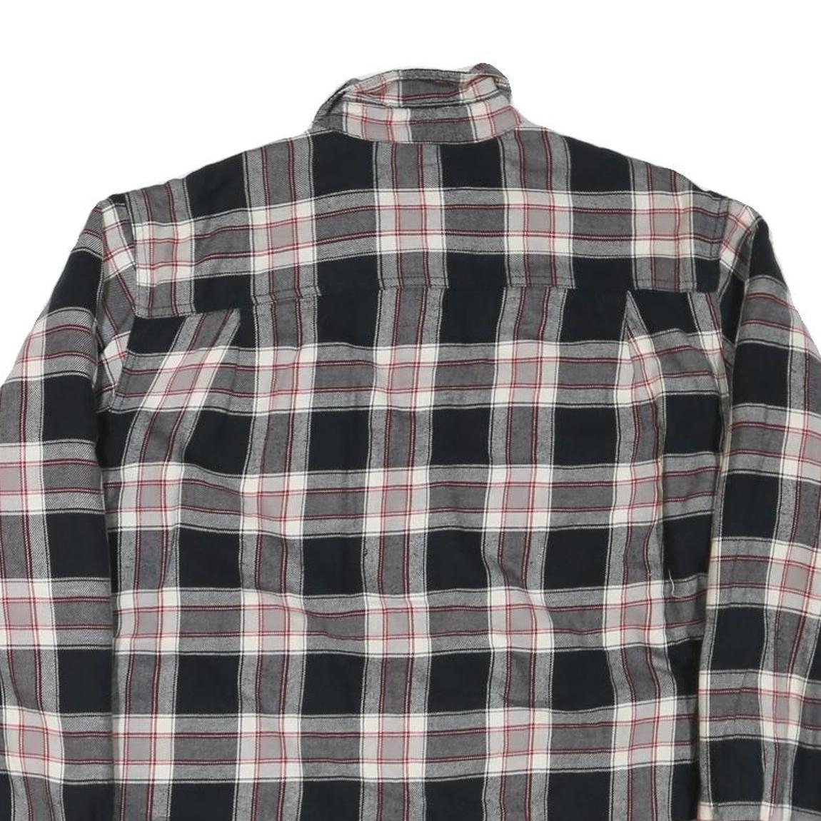 WRANGLER Mens Black & Grey Check Shirt L Classic Cotton Blend Long Sleeve Button
