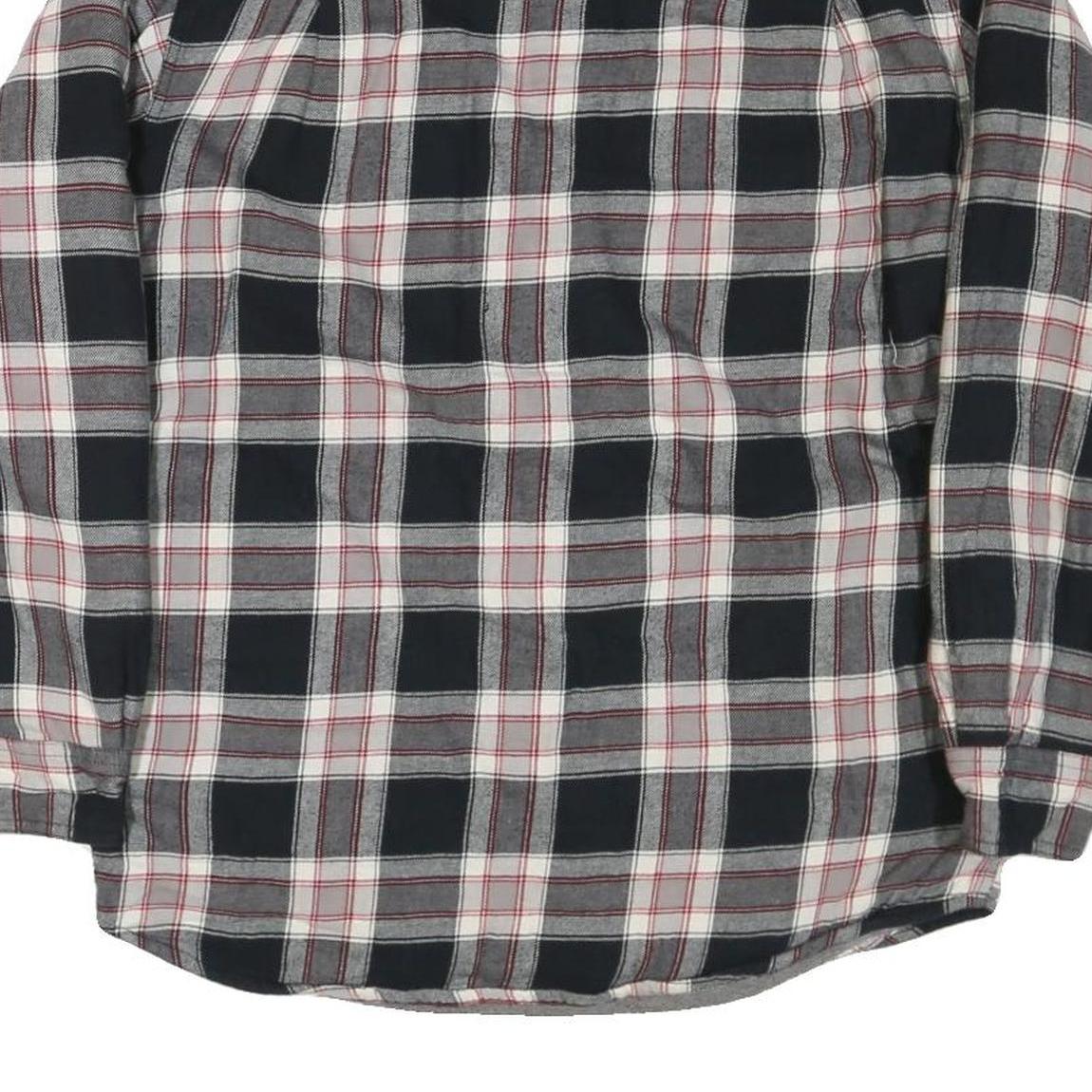 WRANGLER Mens Black & Grey Check Shirt L Classic Cotton Blend Long Sleeve Button