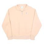 CHAMPION REVERSE WEAVE Mens Beige 1/4 Zip Sweatshirt L Pullover Cotton Casual