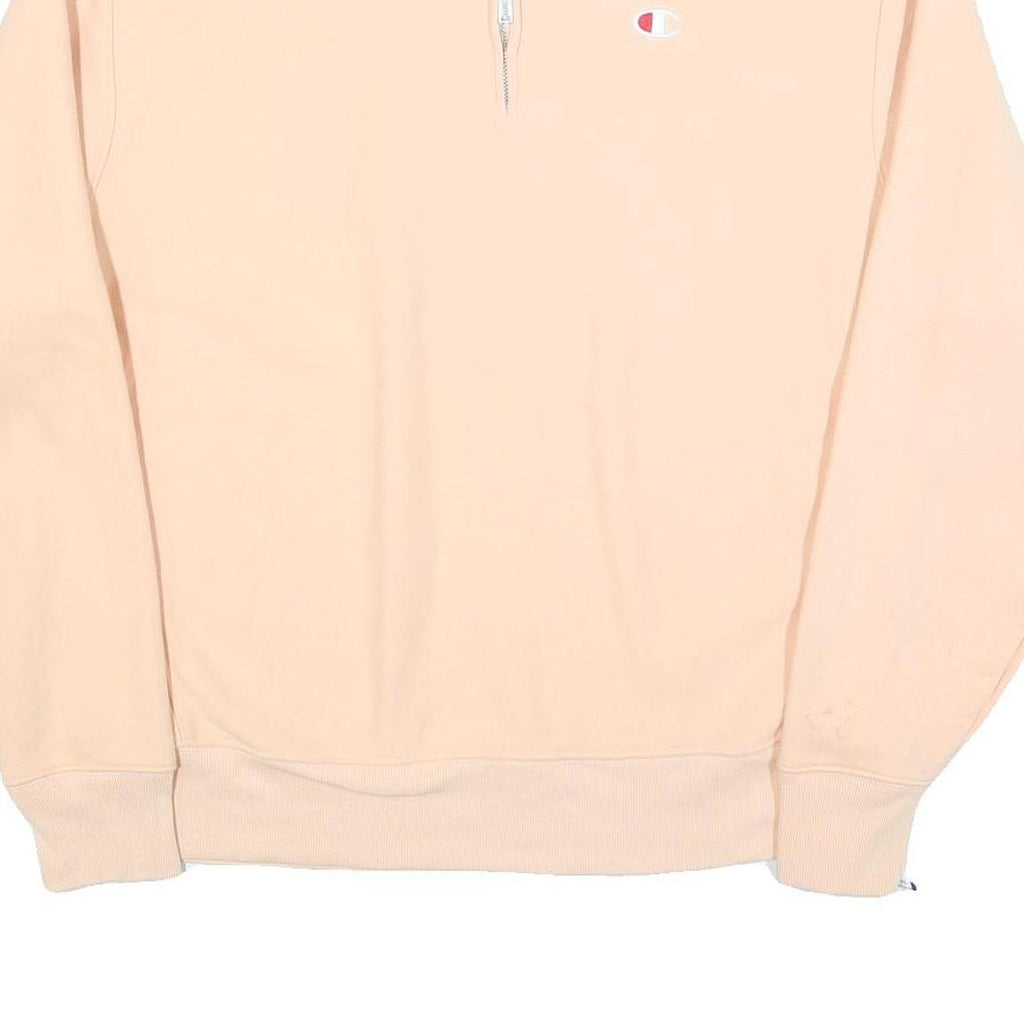 CHAMPION REVERSE WEAVE Mens Beige 1/4 Zip Sweatshirt L Pullover Cotton Casual