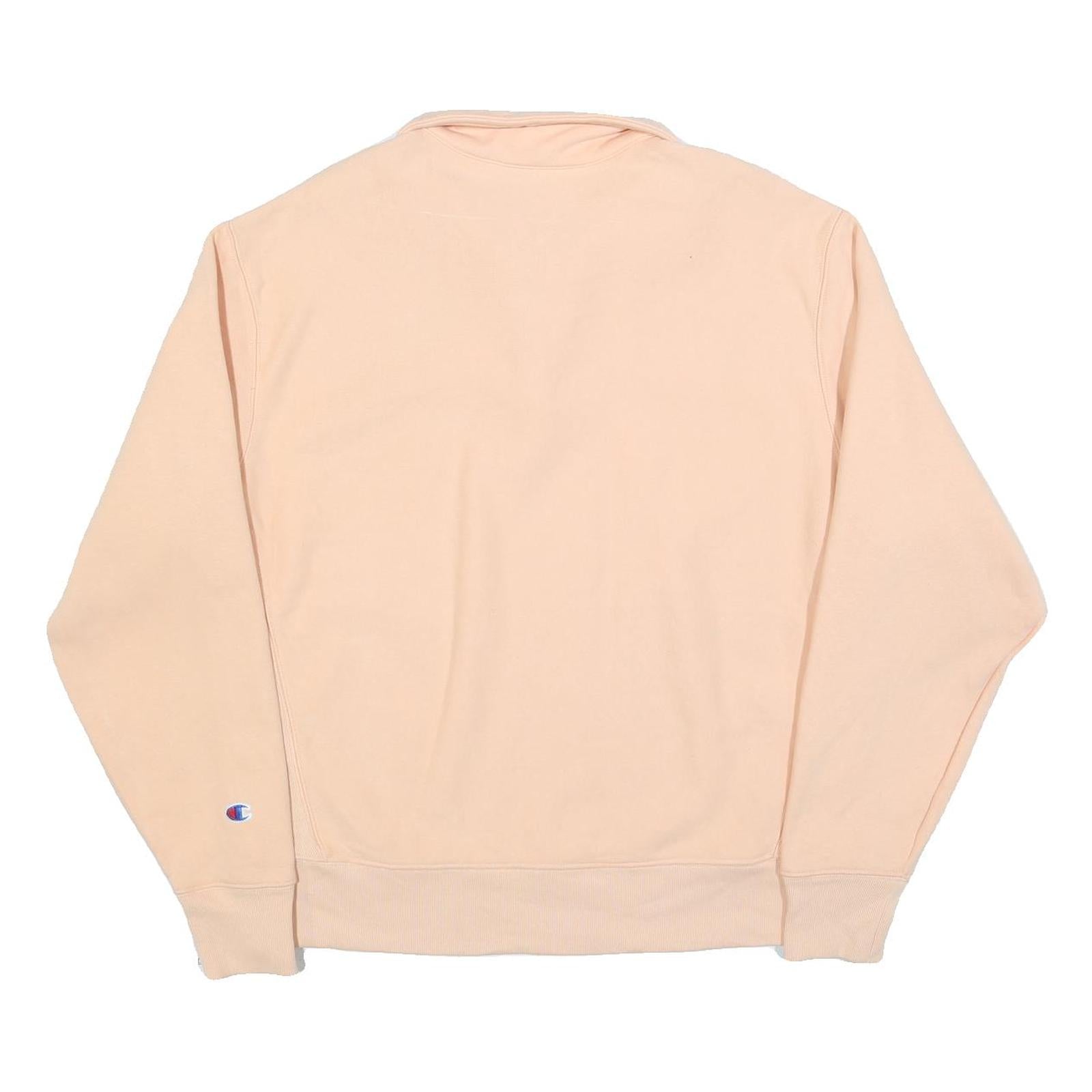 CHAMPION REVERSE WEAVE Mens Beige 1/4 Zip Sweatshirt L Pullover Cotton Casual