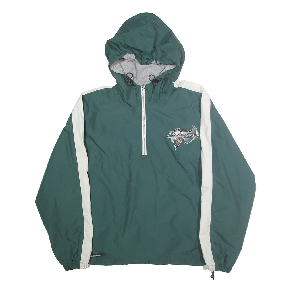 HOLLOWAY Mens Green & Cream Women's Tackle Football Hooded Windbreaker Jacket M