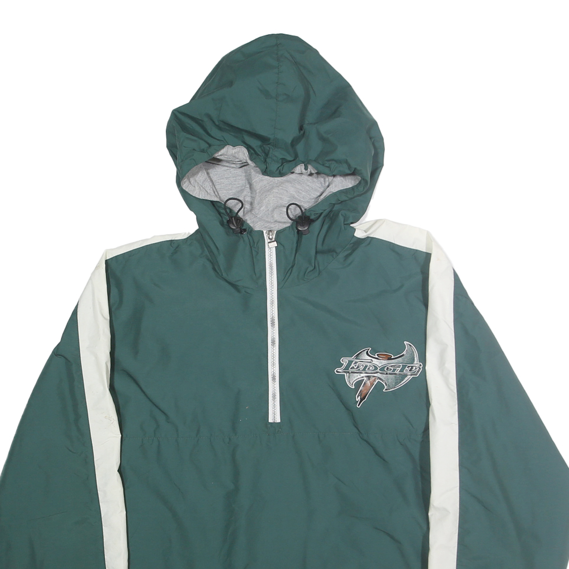HOLLOWAY Mens Green & Cream Women's Tackle Football Hooded Windbreaker Jacket M