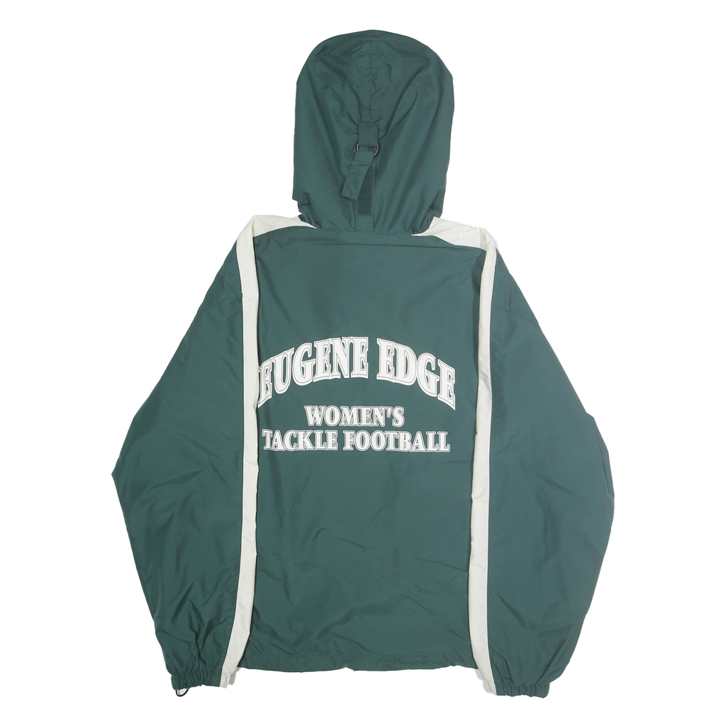 HOLLOWAY Mens Green & Cream Women's Tackle Football Hooded Windbreaker Jacket M