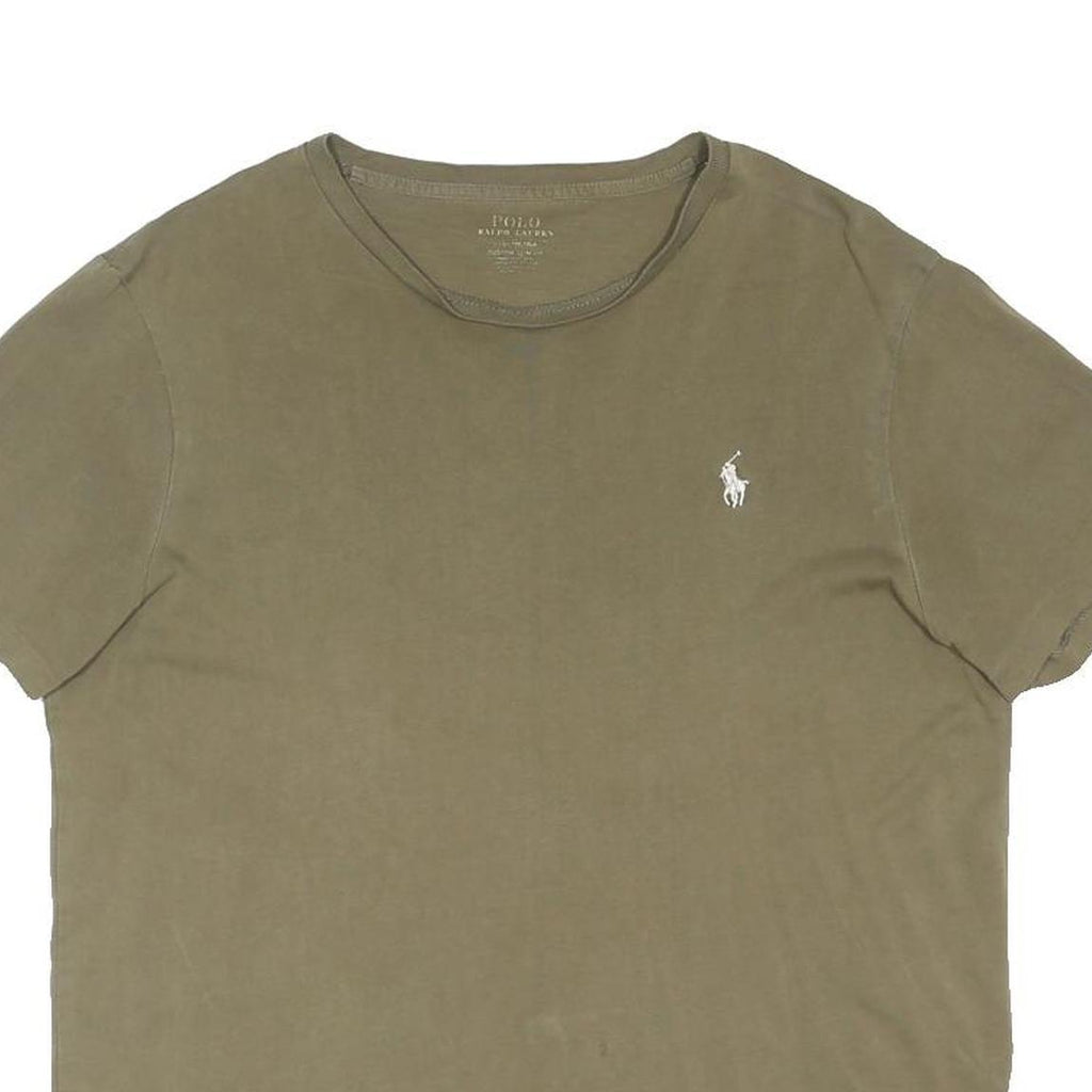 POLO RALPH LAUREN Mens Green Cotton Blend T-Shirt L Short Sleeve Crew Neck Logo