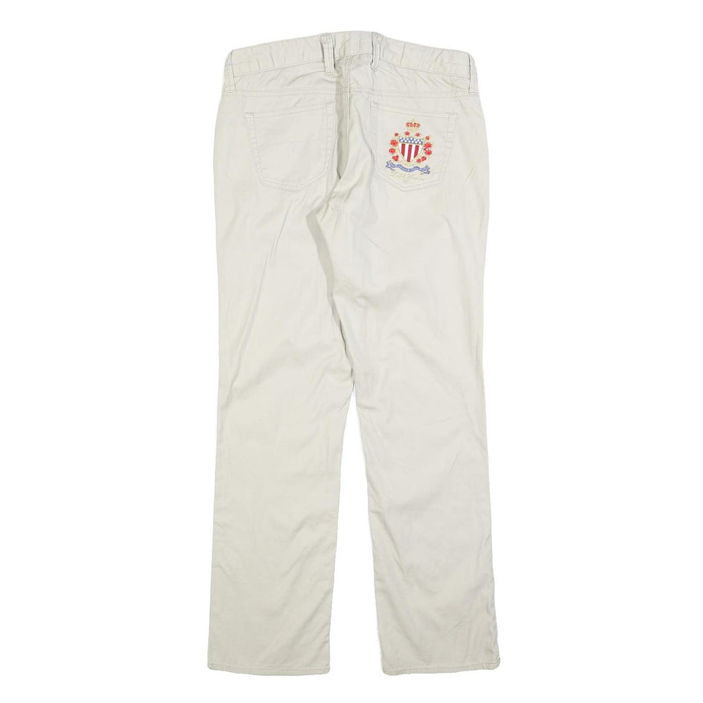 RALPH LAUREN POLO JEANS COMPANY Womens Cotton Blend Cream Slim Straight Trousers