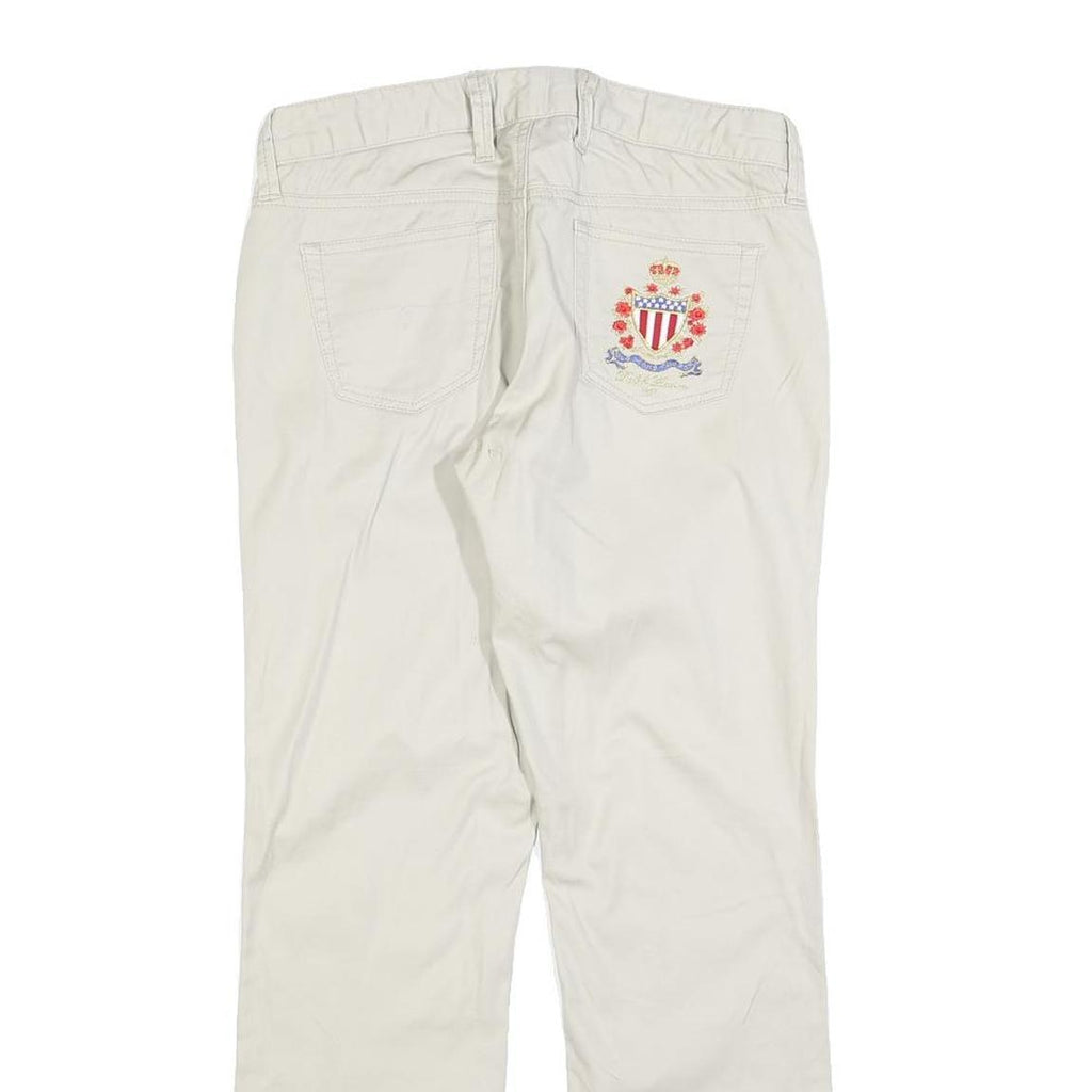 RALPH LAUREN POLO JEANS COMPANY Womens Cotton Blend Cream Slim Straight Trousers