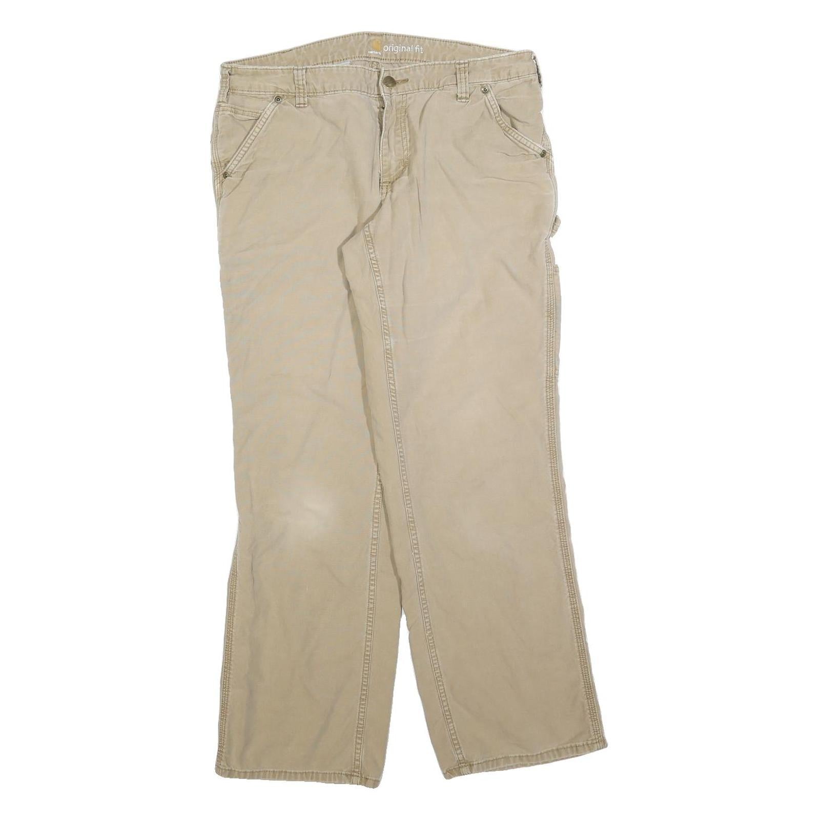 CARHARTT Womens Cotton Blend Beige Regular Leg Trousers W34 L30 Workwear
