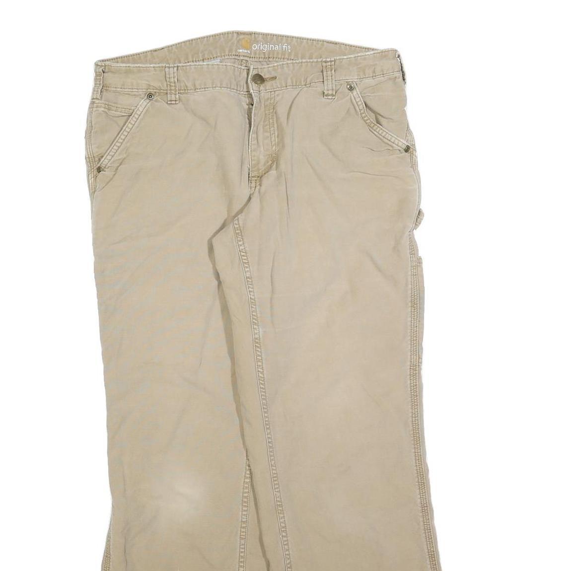 CARHARTT Womens Cotton Blend Beige Regular Leg Trousers W34 L30 Workwear