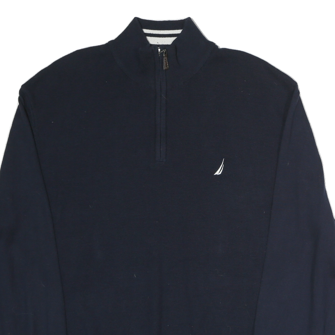NAUTICA Mens Navy Plain Cotton Half Zip Jumper XL Classic Casual Knitwear