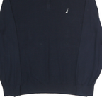 NAUTICA Mens Navy Plain Cotton Half Zip Jumper XL Classic Casual Knitwear