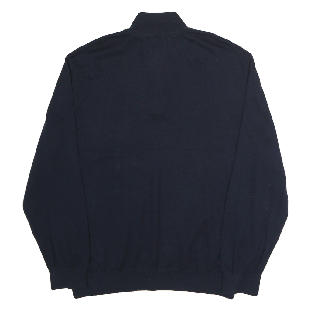 NAUTICA Mens Navy Plain Cotton Half Zip Jumper XL Classic Casual Knitwear