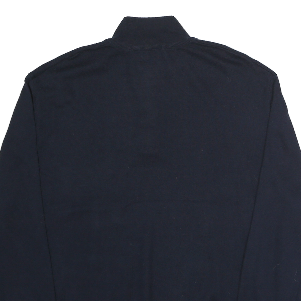 NAUTICA Mens Navy Plain Cotton Half Zip Jumper XL Classic Casual Knitwear