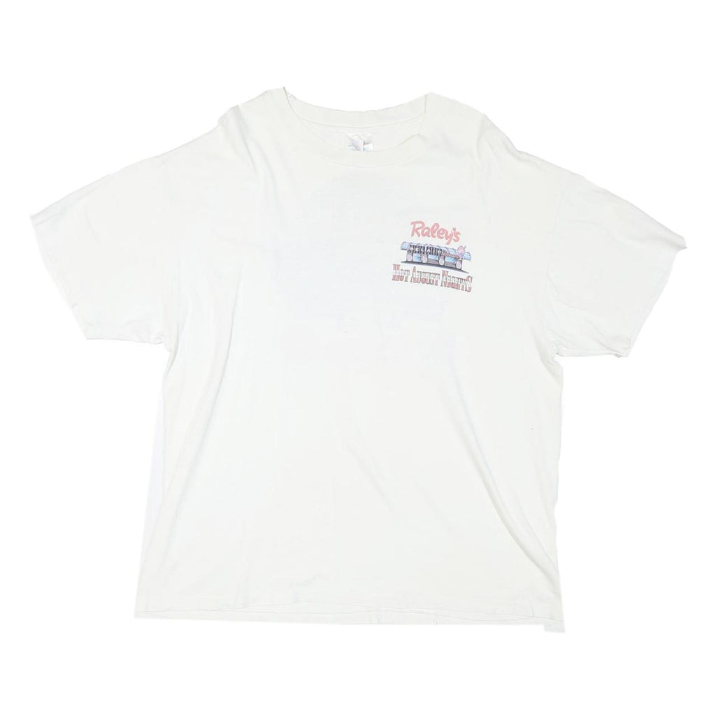 HANES Mens White Graphic T-Shirt L Short Sleeve Crew Neck Classic Cotton Blend