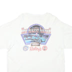 HANES Mens White Graphic T-Shirt L Short Sleeve Crew Neck Classic Cotton Blend