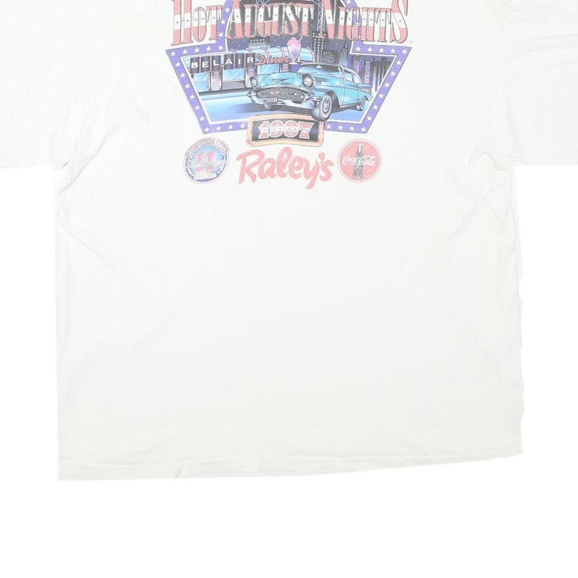 HANES Mens White Graphic T-Shirt L Short Sleeve Crew Neck Classic Cotton Blend