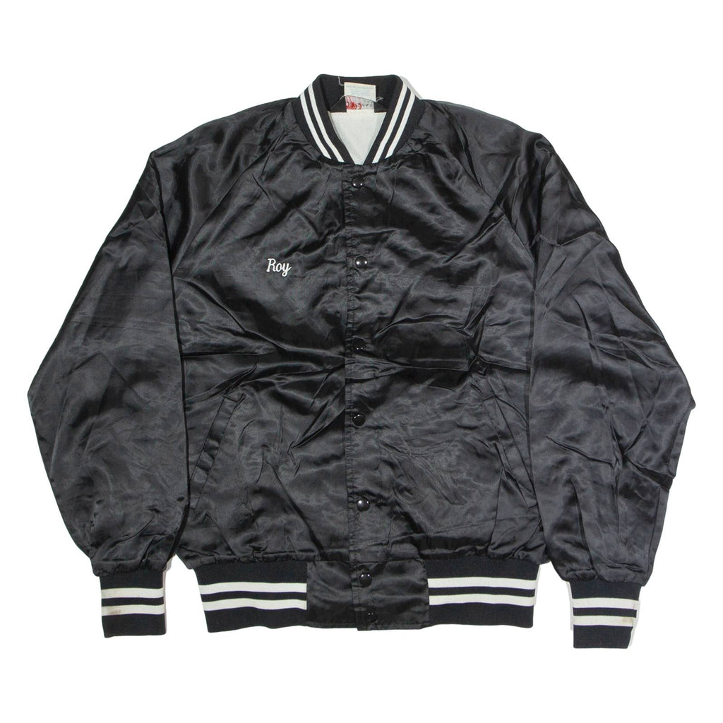SPORTSMASTER Mens Varsity Jacket Black Nylon USA L