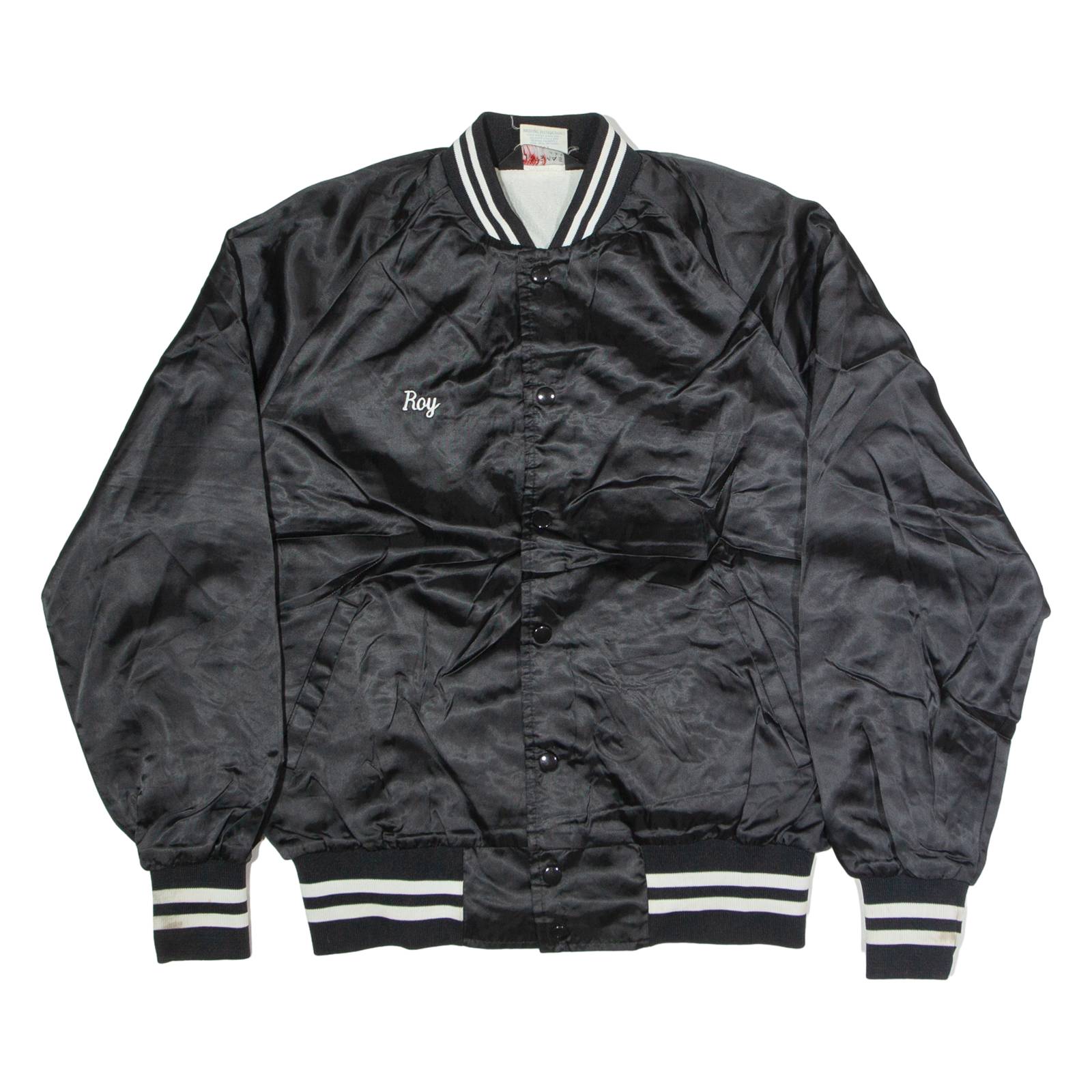 SPORTSMASTER Mens Varsity Jacket Black Nylon USA L