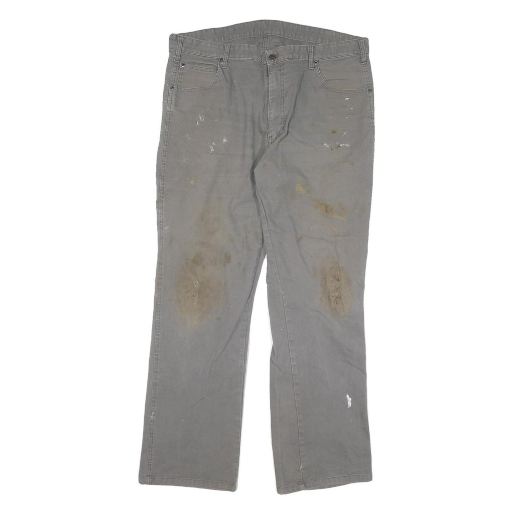 DICKIES Mens Cotton Blend Grey Regular Fit Straight Leg Trousers W36 L30