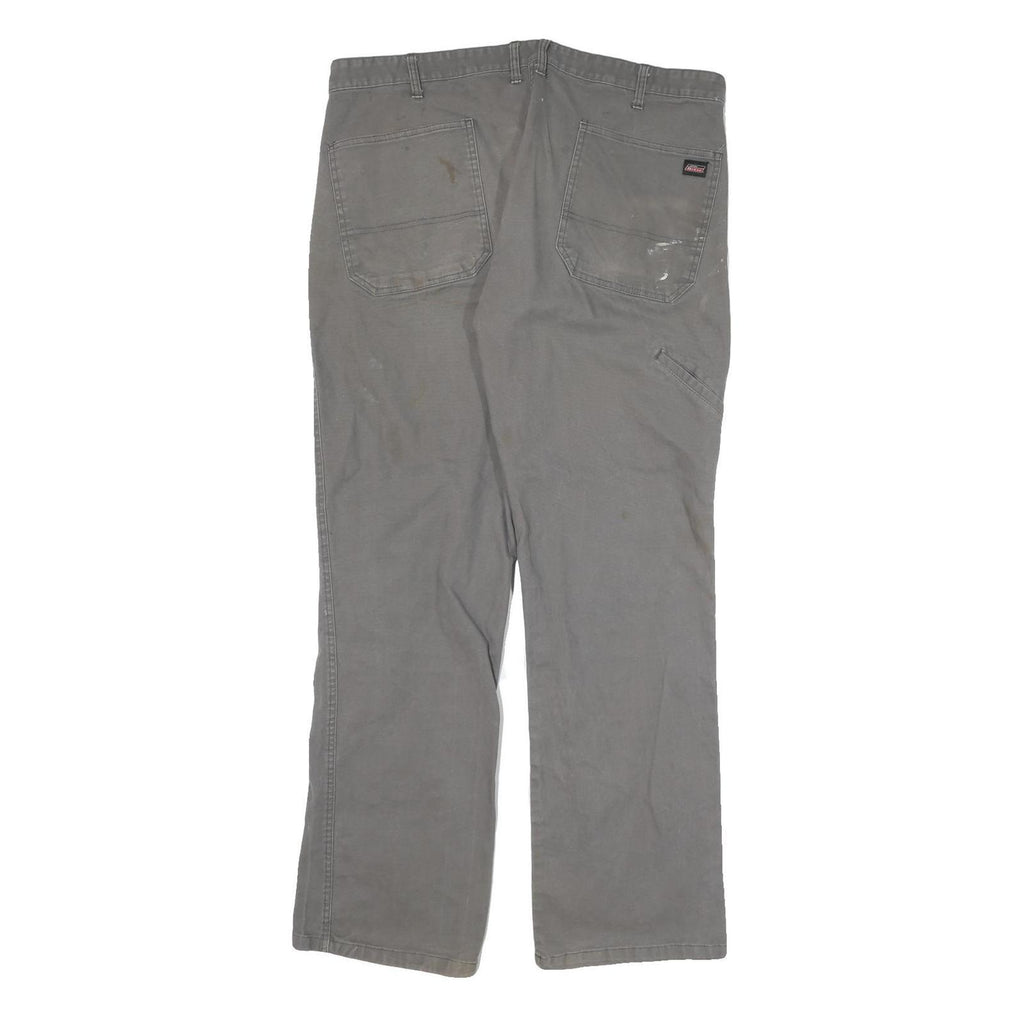 DICKIES Mens Cotton Blend Grey Regular Fit Straight Leg Trousers W36 L30