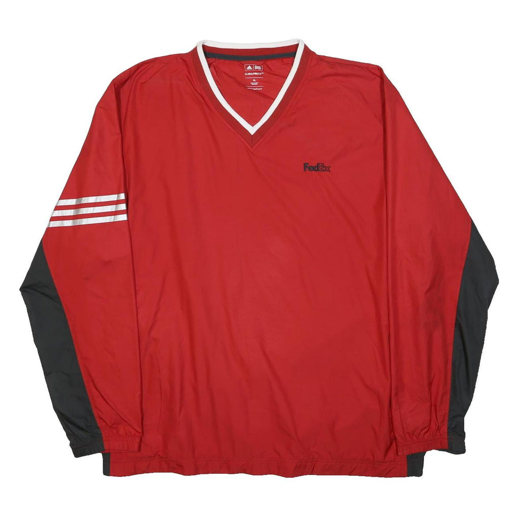 ADIDAS Mens Red & Black V-Neck Pullover Polyester Sports Jacket XL ClimaProof