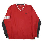 ADIDAS Mens Red & Black V-Neck Pullover Polyester Sports Jacket XL ClimaProof
