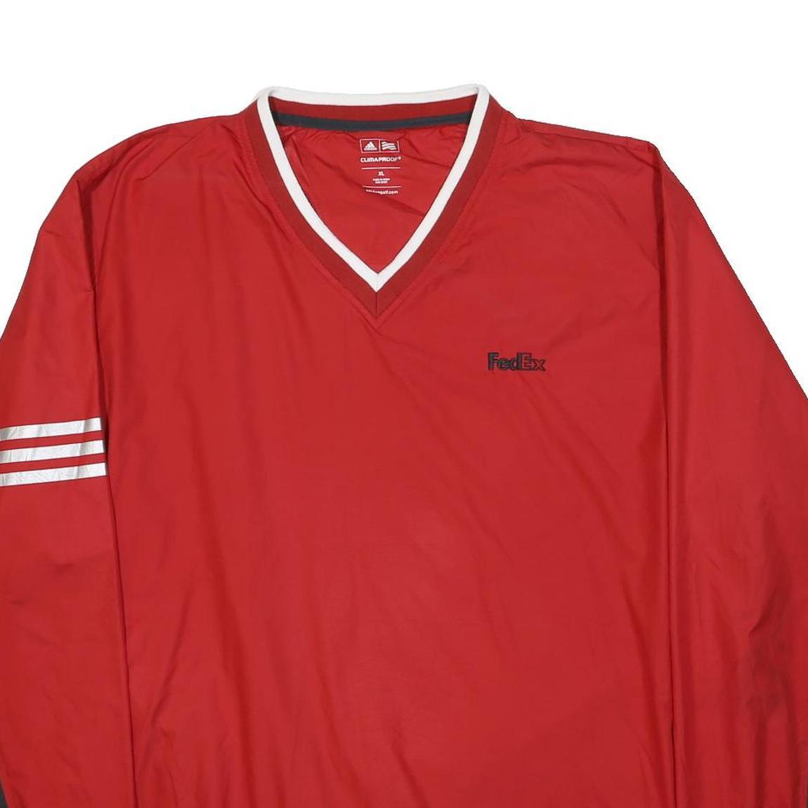 ADIDAS Mens Red & Black V-Neck Pullover Polyester Sports Jacket XL ClimaProof