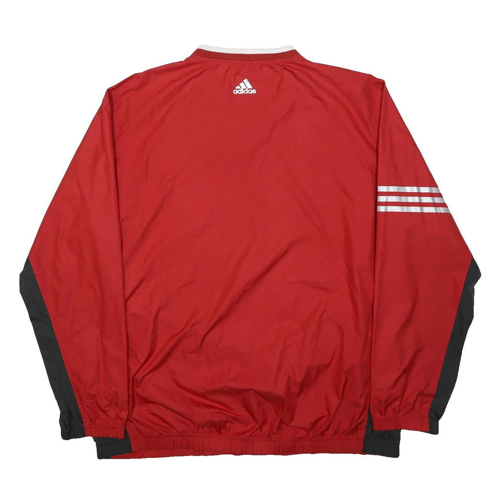 ADIDAS Mens Red & Black V-Neck Pullover Polyester Sports Jacket XL ClimaProof