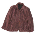 Womens Burgundy Floral Button Jacket M Polyester Blend Button Closure Elegant