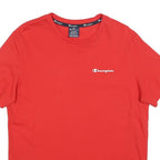 CHAMPION Mens Red Plain T-Shirt M Short Sleeve Crew Neck Cotton Blend