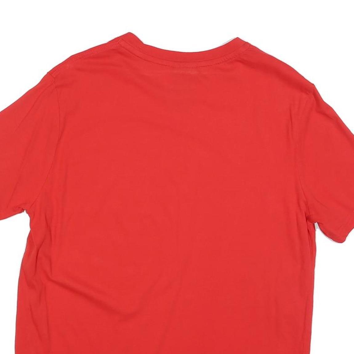 CHAMPION Mens Red Plain T-Shirt M Short Sleeve Crew Neck Cotton Blend