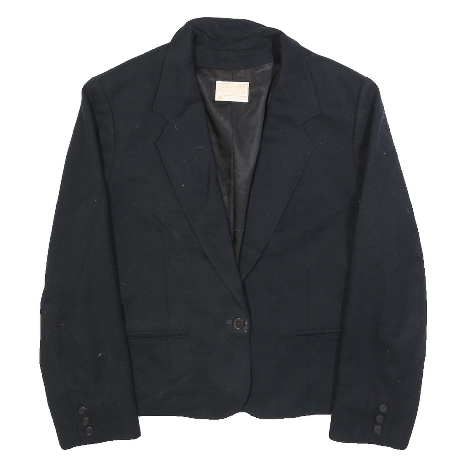 PENDLETON Womens Black Wool Tailored Jacket S Button Closure Plain Classic