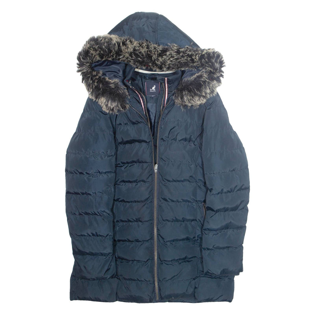 KANGOL Womens Parka Coat Blue Hooded S