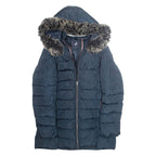KANGOL Womens Parka Coat Blue Hooded S