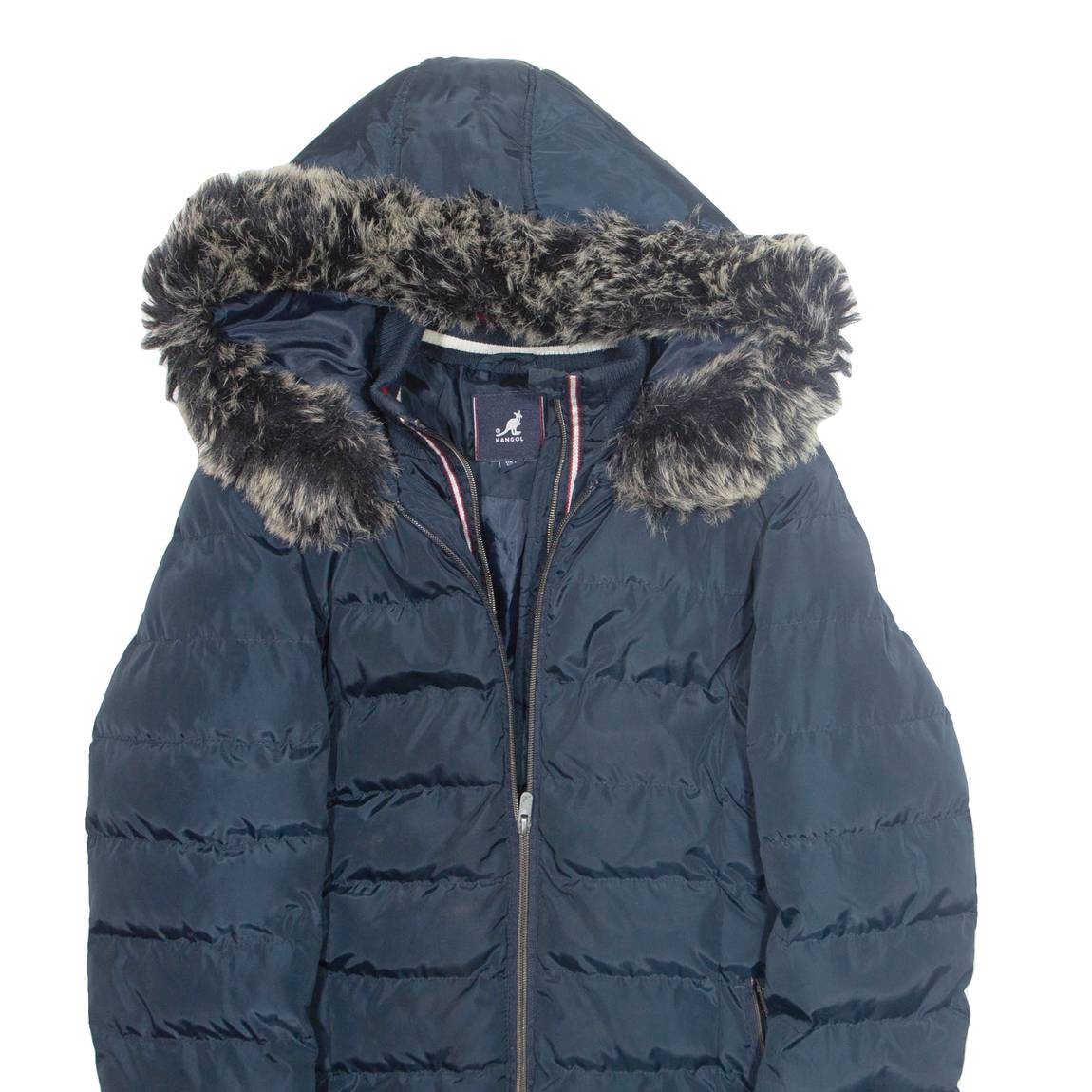 KANGOL Womens Parka Coat Blue Hooded S