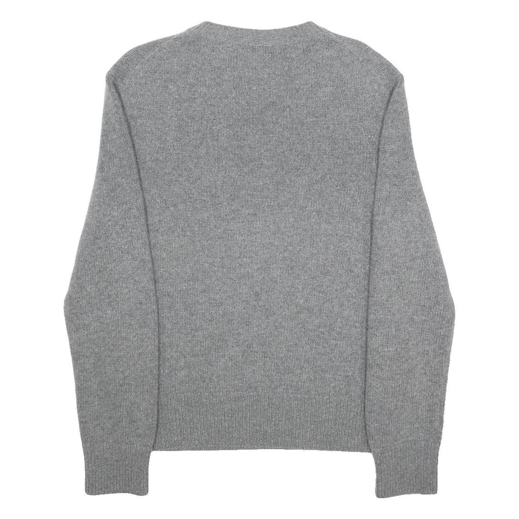 BURBERRY Mens Grey Cashmere Blend Patterned Crew Neck Jumper S Designer Knitwear