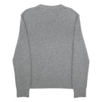BURBERRY Mens Grey Cashmere Blend Patterned Crew Neck Jumper S Designer Knitwear