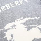 BURBERRY Mens Grey Cashmere Blend Patterned Crew Neck Jumper S Designer Knitwear