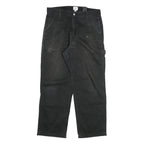 H & M Mens Cotton Blend Black Relaxed Straight Trousers W32 L27 Workwear Zip