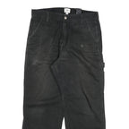 H & M Mens Cotton Blend Black Relaxed Straight Trousers W32 L27 Workwear Zip
