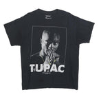 2PAC Mens Black Tupac Graphic T-Shirt L Short Sleeve Crew Neck Music Rap