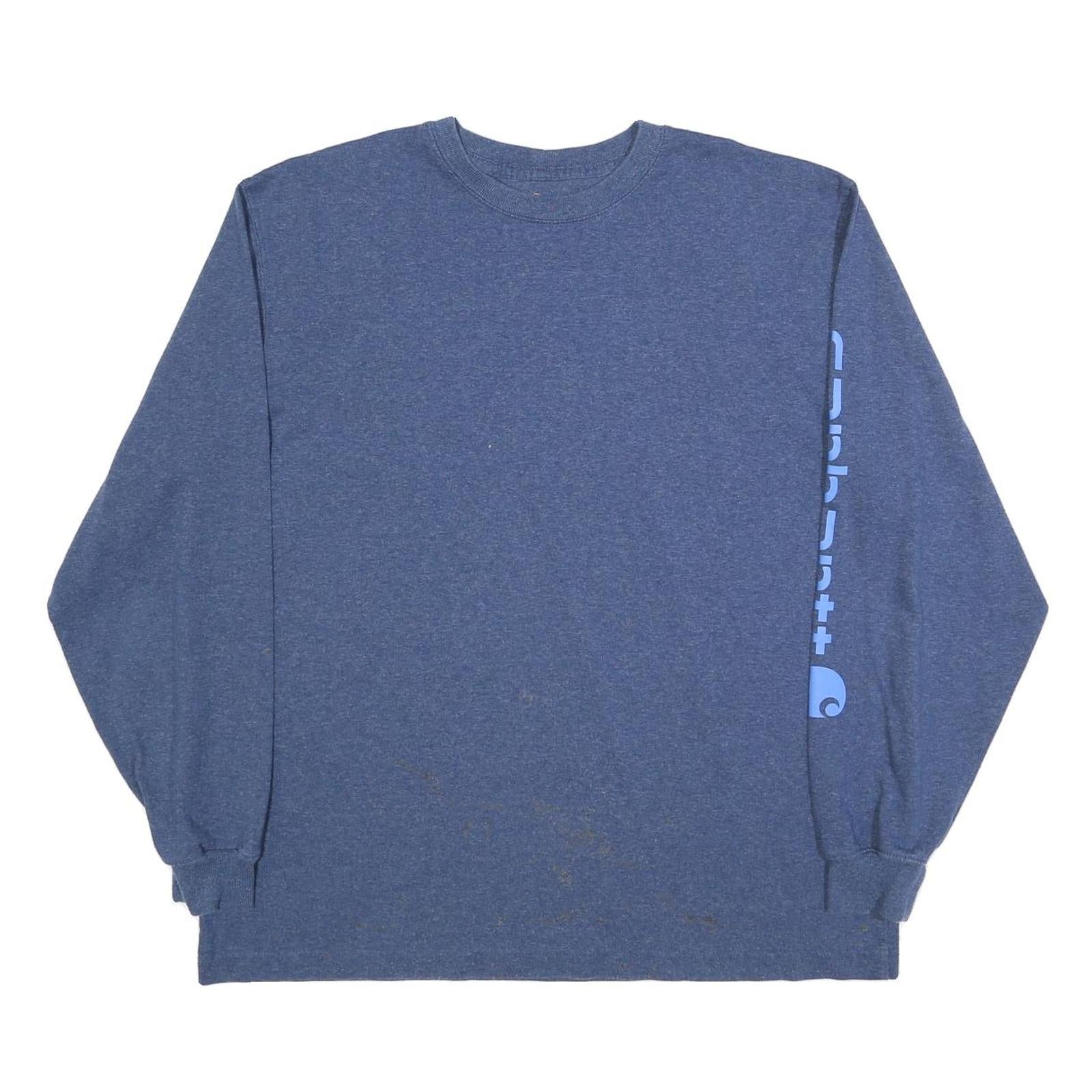 CARHARTT Mens Blue Long Sleeve Crew Neck Cotton Blend T-Shirt L Sleeve Logo